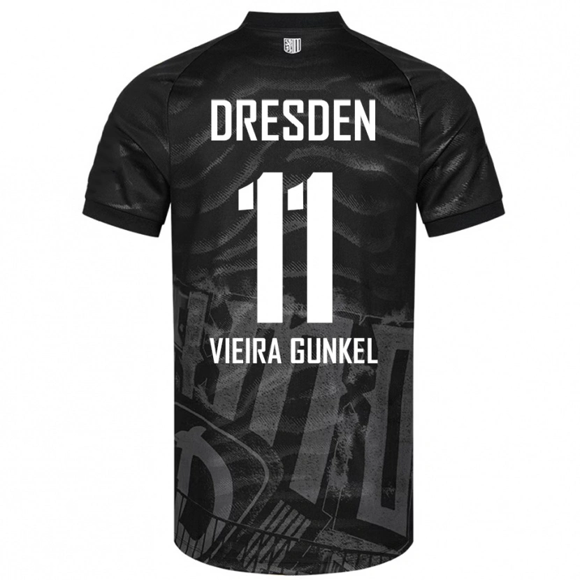 Danxen Niño Camiseta Joel Vieira Gunkel #11 Negro Gris 2ª Equipación 2025/26 La Camisa