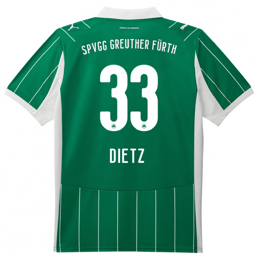 Danxen Niño Camiseta Maximilian Dietz #33 Verde Blanco 2ª Equipación 2025/26 La Camisa