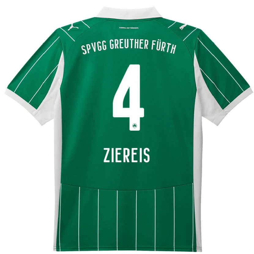 Danxen Niño Camiseta Philipp Ziereis #4 Verde Blanco 2ª Equipación 2025/26 La Camisa