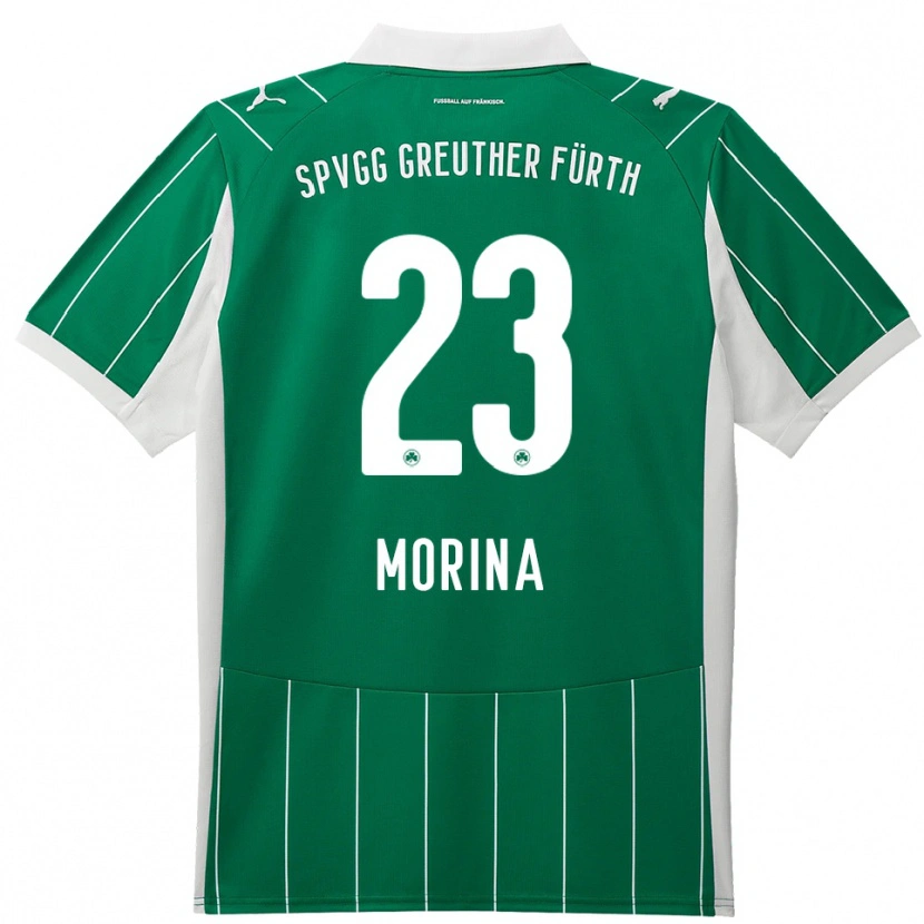 Danxen Niño Camiseta Dion Morina #23 Verde Blanco 2ª Equipación 2025/26 La Camisa