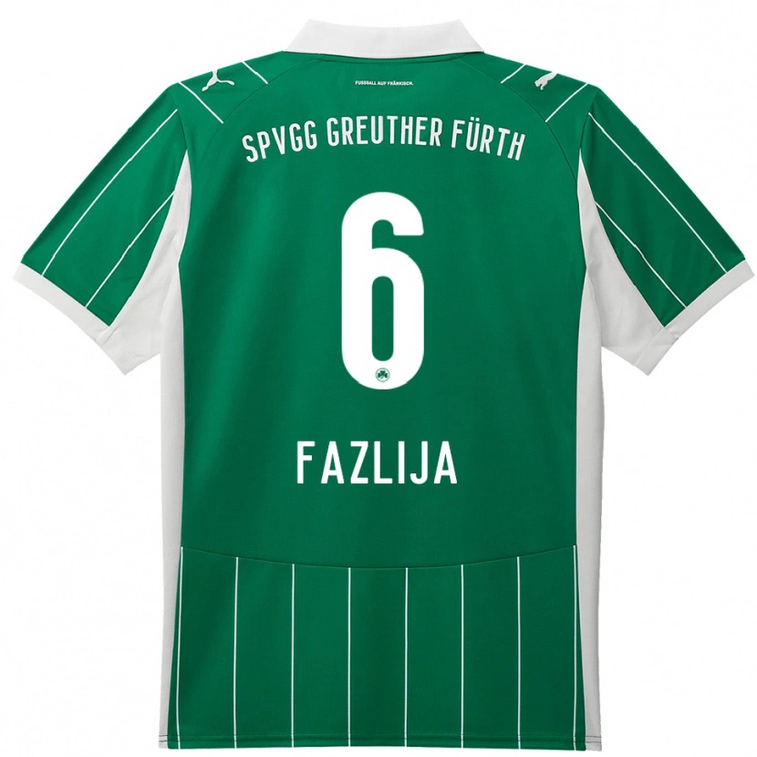 Danxen Niño Camiseta Arjanit Fazlija #6 Verde Blanco 2ª Equipación 2025/26 La Camisa