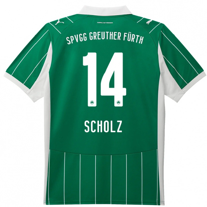 Danxen Niño Camiseta Yannick Scholz #14 Verde Blanco 2ª Equipación 2025/26 La Camisa