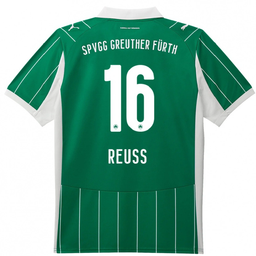 Danxen Niño Camiseta Jonah Reuß #16 Verde Blanco 2ª Equipación 2025/26 La Camisa