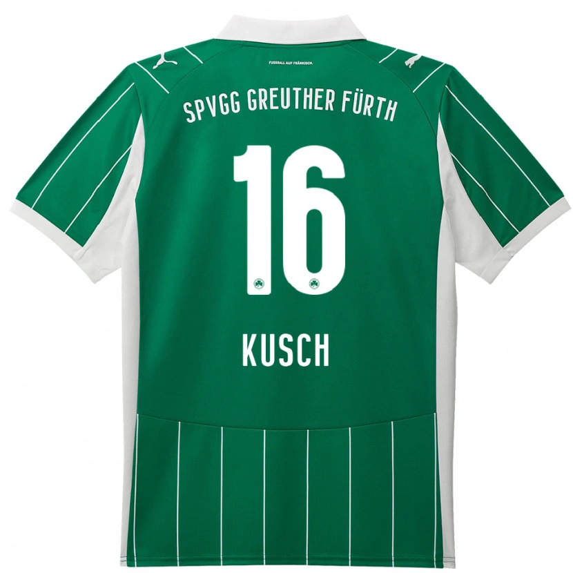 Danxen Niño Camiseta Paul Kusch #16 Verde Blanco 2ª Equipación 2025/26 La Camisa
