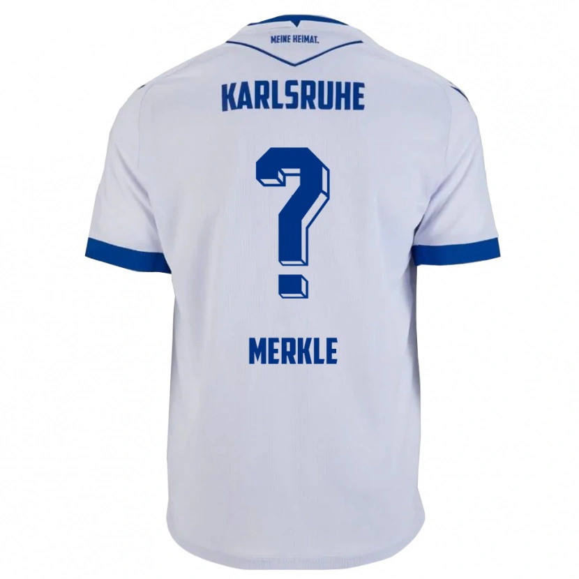 Danxen Niño Camiseta Helena Merkle #0 Blanco Azul 2ª Equipación 2025/26 La Camisa