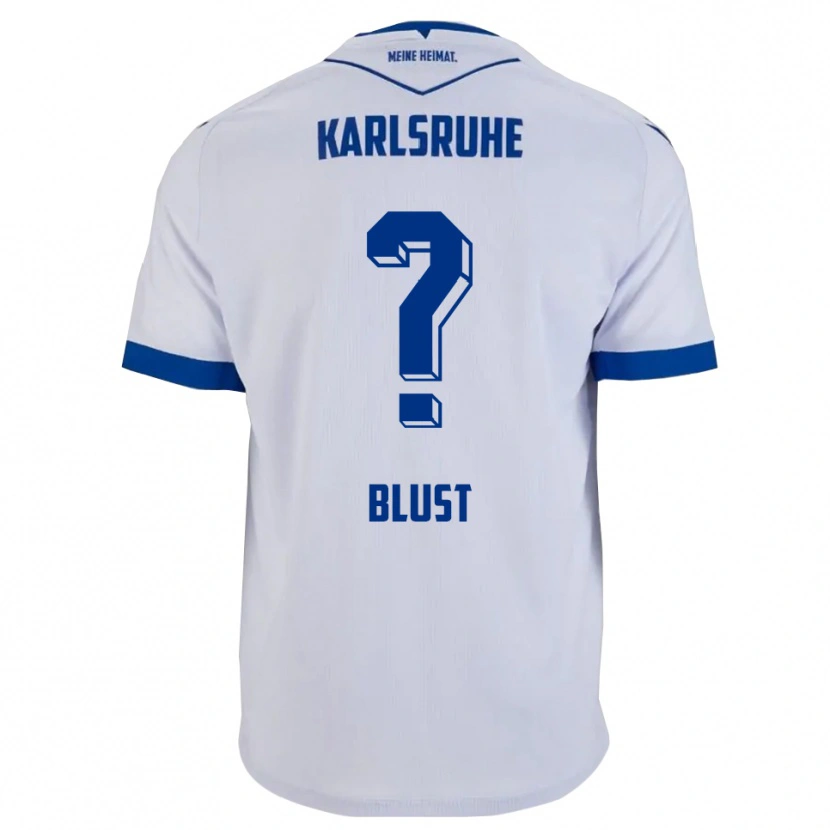 Danxen Niño Camiseta Amber Blust #0 Blanco Azul 2ª Equipación 2025/26 La Camisa