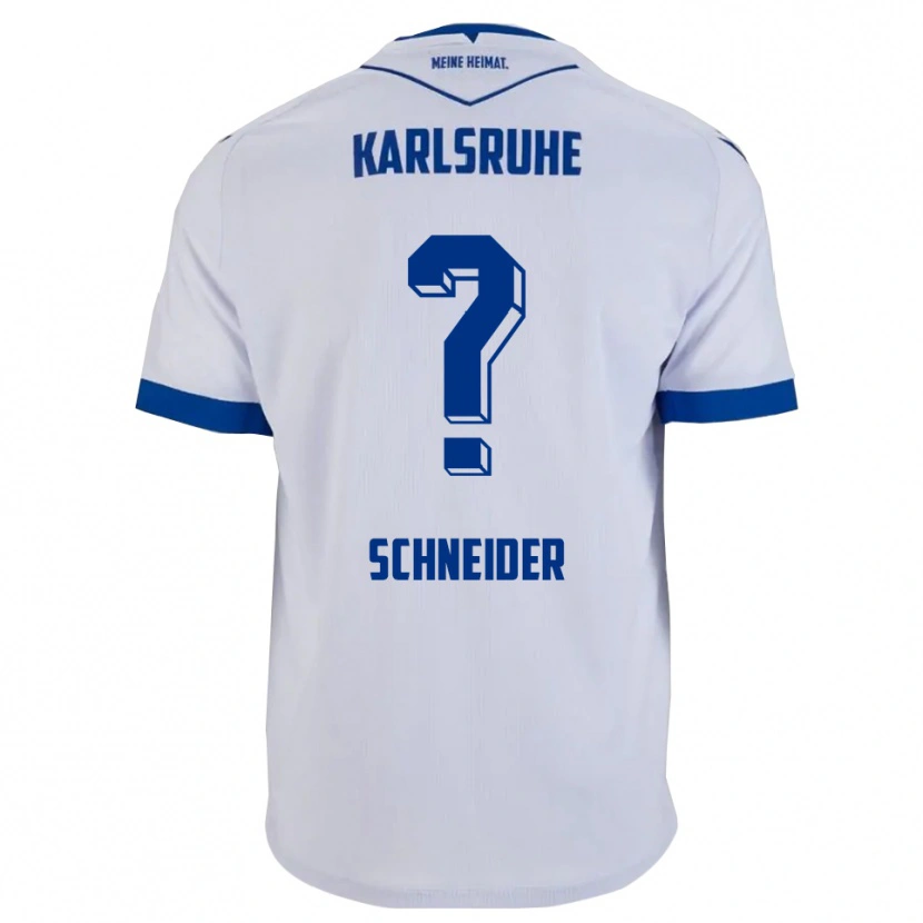 Danxen Niño Camiseta Nadja Schneider #0 Blanco Azul 2ª Equipación 2025/26 La Camisa