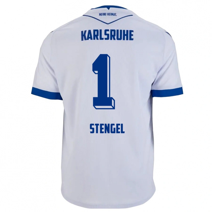 Danxen Niño Camiseta Konstantin Stengel #1 Blanco Azul 2ª Equipación 2025/26 La Camisa