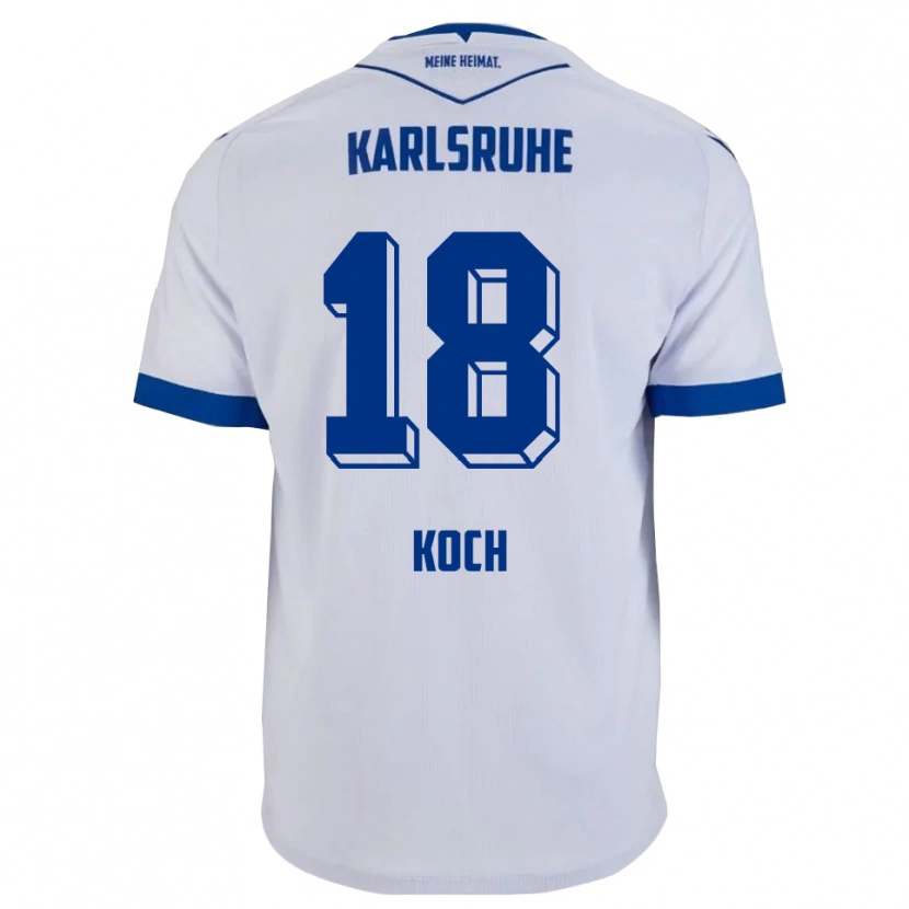 Danxen Niño Camiseta Aki Koch #18 Blanco Azul 2ª Equipación 2025/26 La Camisa