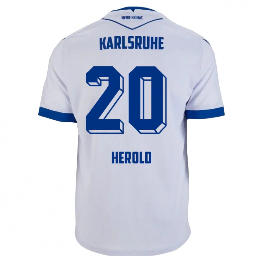 Danxen Niño Camiseta David Herold #20 Blanco Azul 2ª Equipación 2025/26 La Camisa