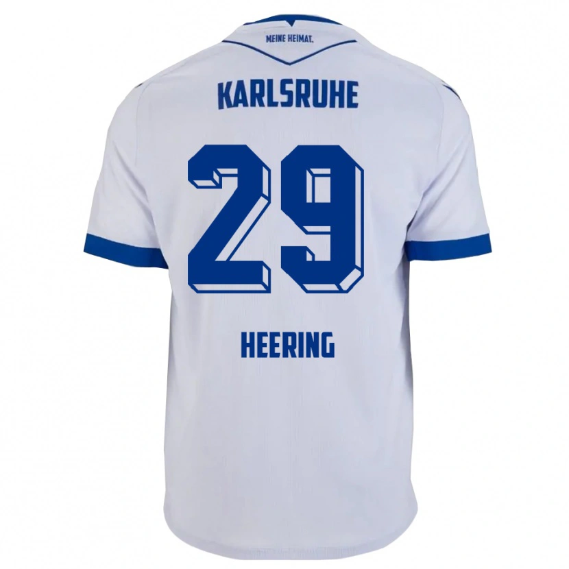 Danxen Niño Camiseta Simon Heering #29 Blanco Azul 2ª Equipación 2025/26 La Camisa