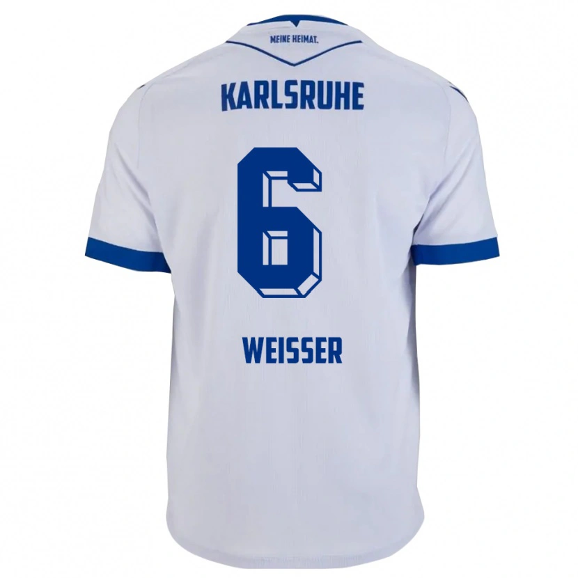 Danxen Niño Camiseta Jakob Weißer #6 Blanco Azul 2ª Equipación 2025/26 La Camisa