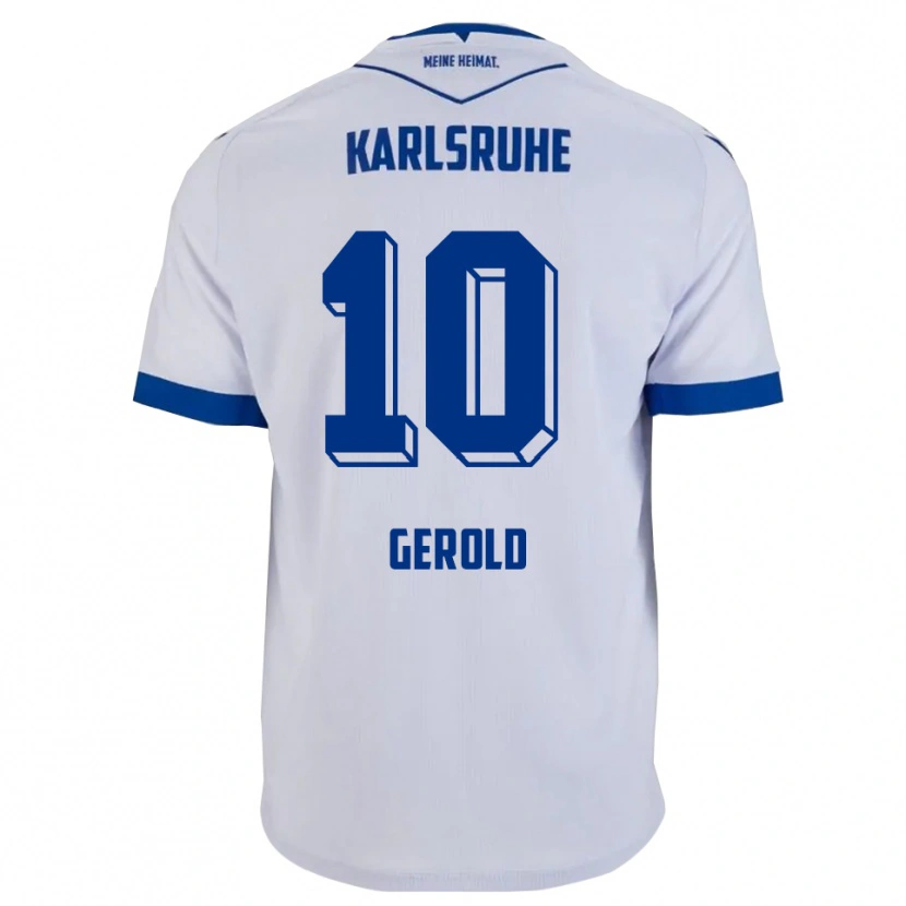 Danxen Niño Camiseta Julian Gerold #10 Blanco Azul 2ª Equipación 2025/26 La Camisa