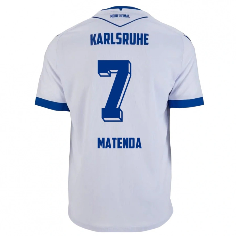 Danxen Niño Camiseta Toni Matenda #7 Blanco Azul 2ª Equipación 2025/26 La Camisa