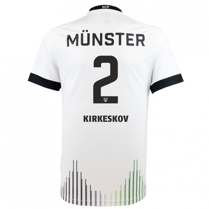 Danxen Niño Camiseta Mikkel Kirkeskov #2 Blanco Negro 2ª Equipación 2025/26 La Camisa