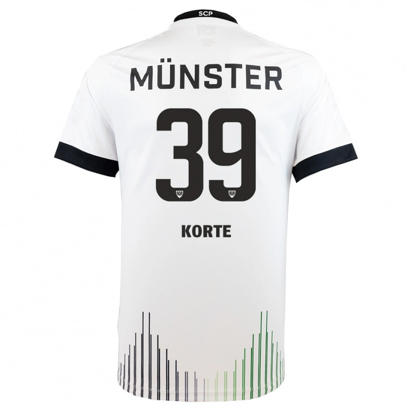 Danxen Niño Camiseta Jakob Korte #39 Blanco Negro 2ª Equipación 2025/26 La Camisa