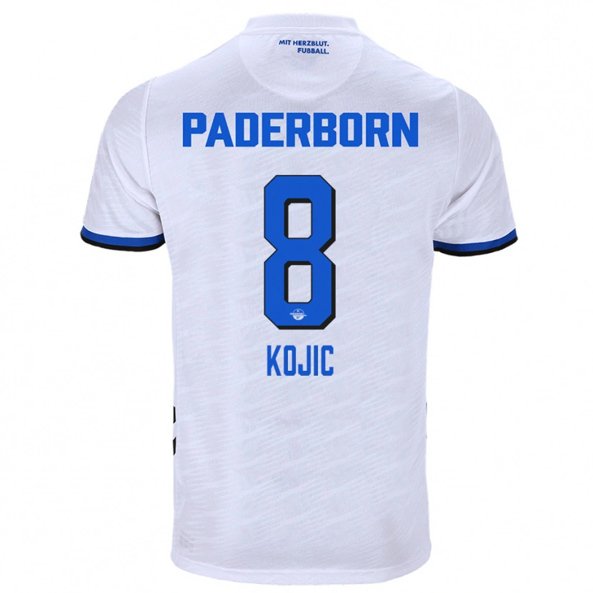 Danxen Niño Camiseta Medin Kojic #8 Blanco Azul 2ª Equipación 2025/26 La Camisa