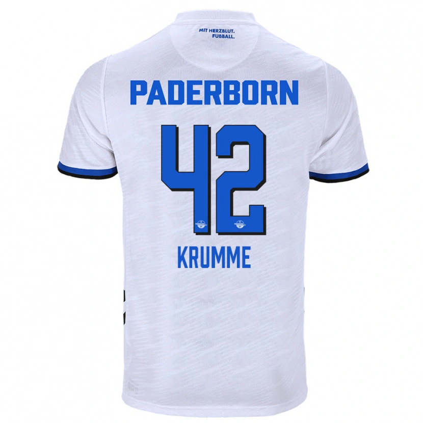 Danxen Niño Camiseta Kevin Krumme #42 Blanco Azul 2ª Equipación 2025/26 La Camisa