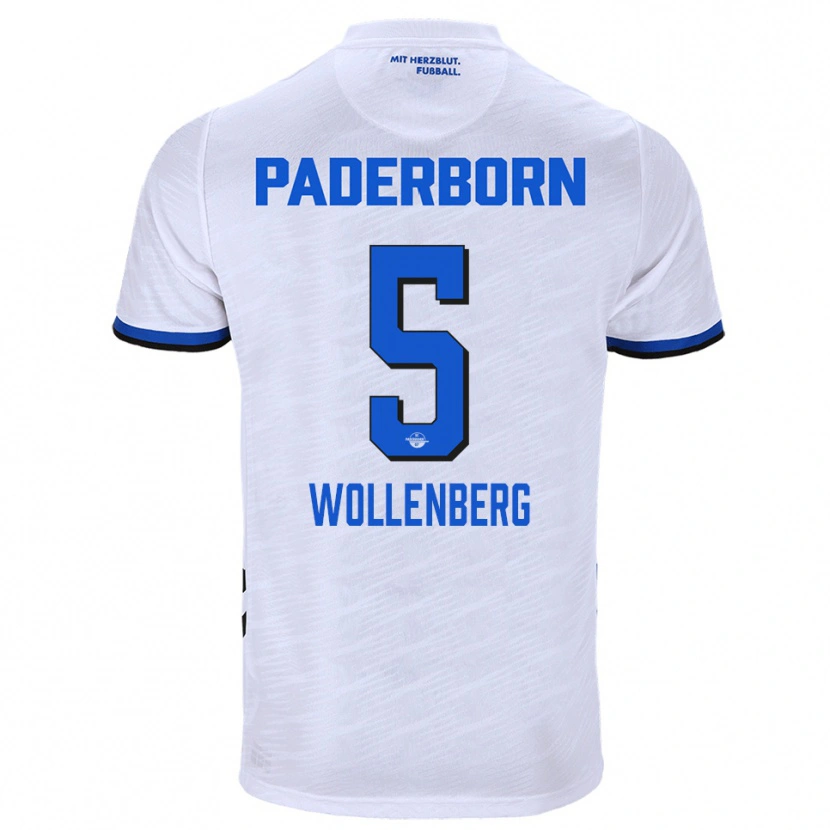 Danxen Niño Camiseta Paul Wollenberg #5 Blanco Azul 2ª Equipación 2025/26 La Camisa
