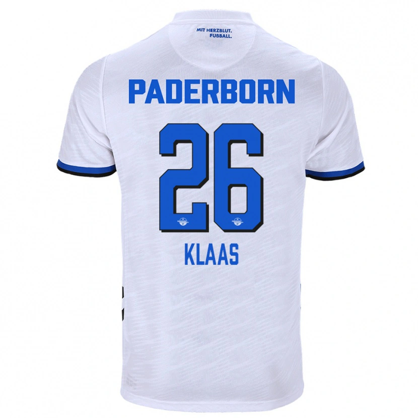 Danxen Niño Camiseta Sebastian Klaas #26 Blanco Azul 2ª Equipación 2025/26 La Camisa