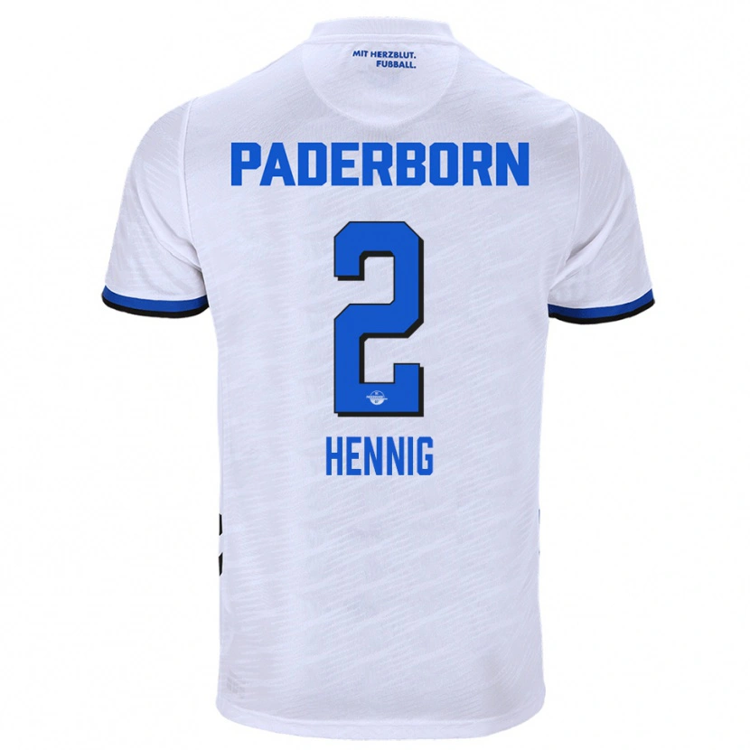Danxen Niño Camiseta Lenny Hennig #2 Blanco Azul 2ª Equipación 2025/26 La Camisa