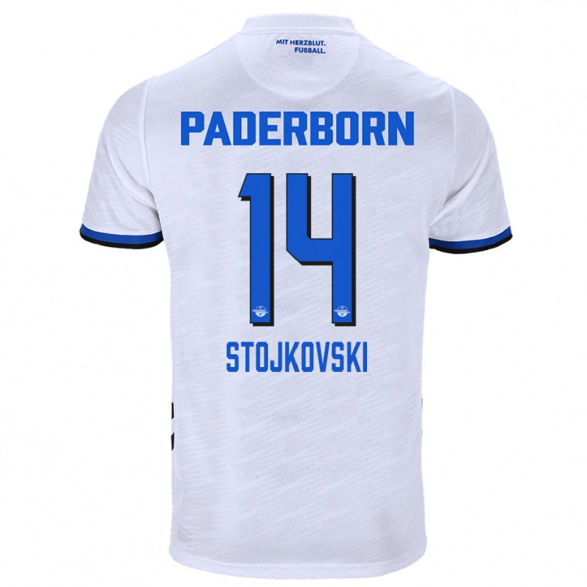 Danxen Niño Camiseta Jakov Stojkovski #14 Blanco Azul 2ª Equipación 2025/26 La Camisa