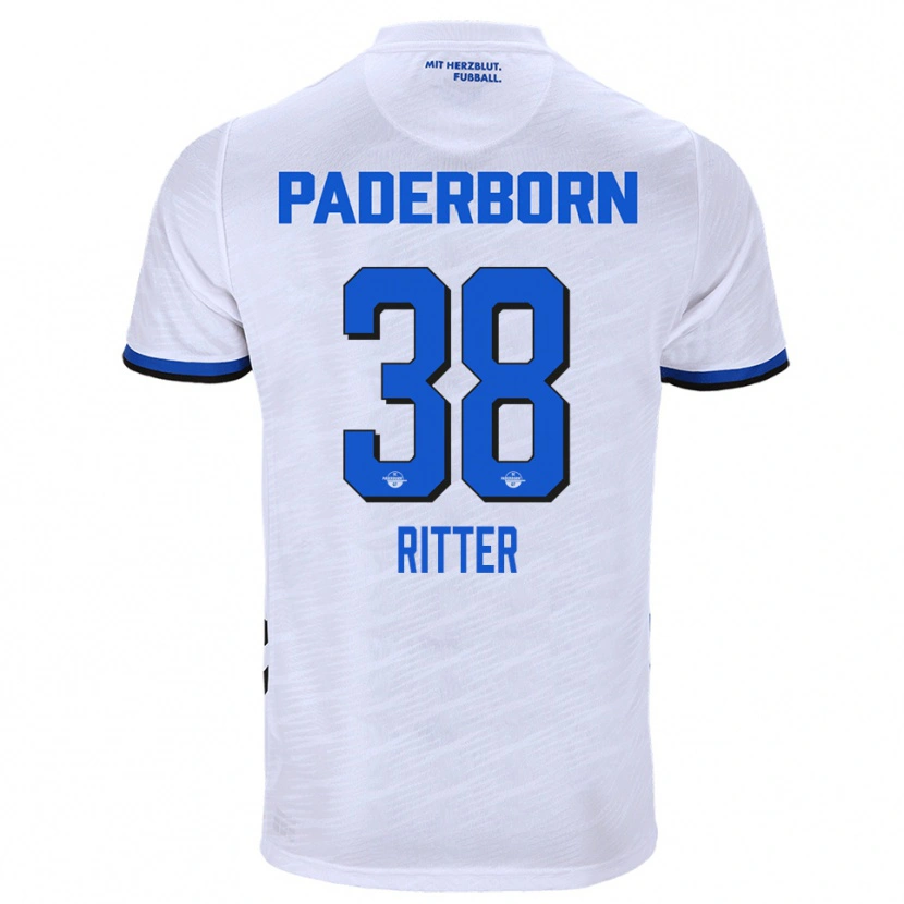 Danxen Niño Camiseta Max Ritter #38 Blanco Azul 2ª Equipación 2025/26 La Camisa