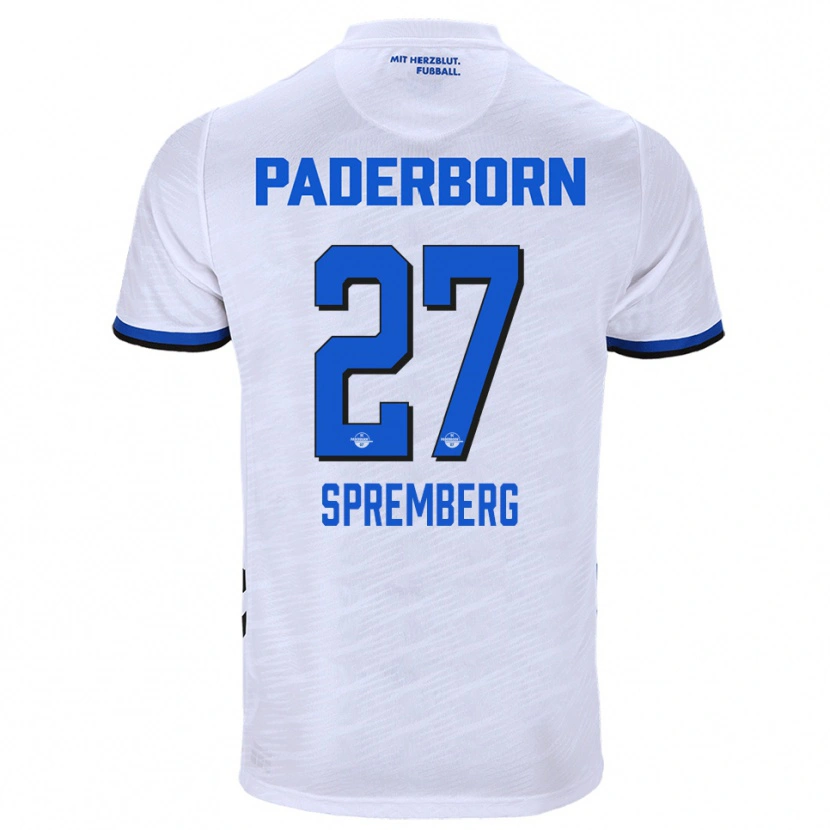 Danxen Niño Camiseta Lenn Spremberg #27 Blanco Azul 2ª Equipación 2025/26 La Camisa
