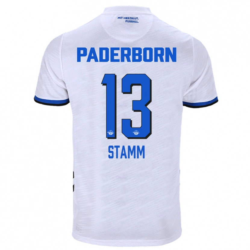 Danxen Niño Camiseta David Stamm #13 Blanco Azul 2ª Equipación 2025/26 La Camisa