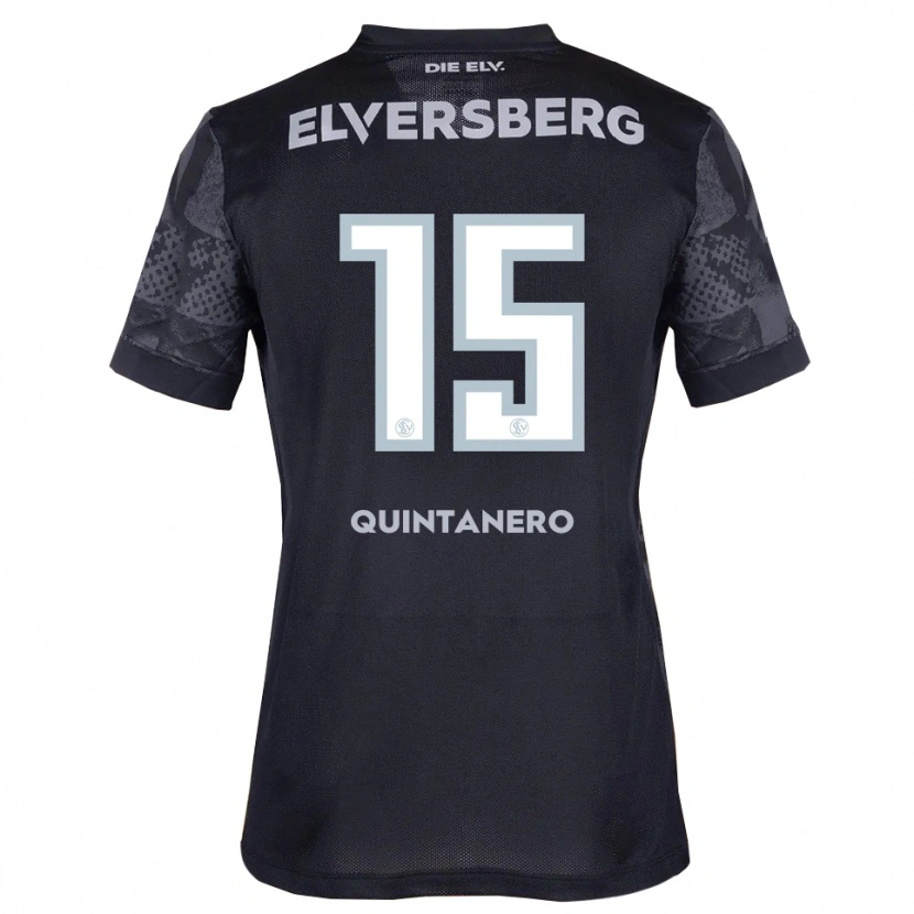 Danxen Niño Camiseta Paula Cochlovius Quintanero #15 Negro Gris 2ª Equipación 2025/26 La Camisa
