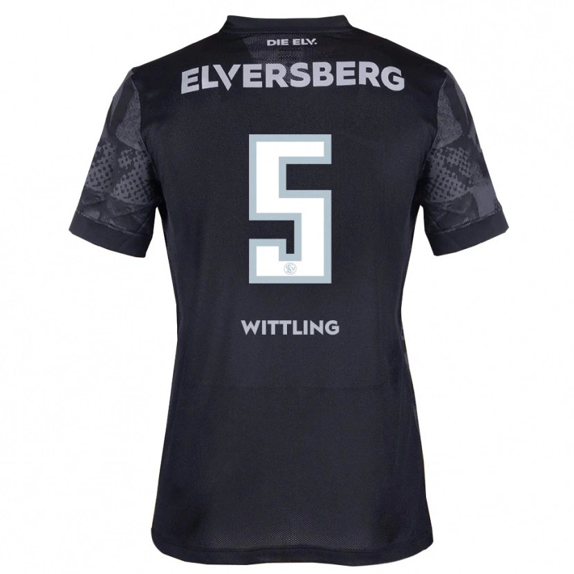 Danxen Niño Camiseta Emilia Wittling #5 Negro Gris 2ª Equipación 2025/26 La Camisa
