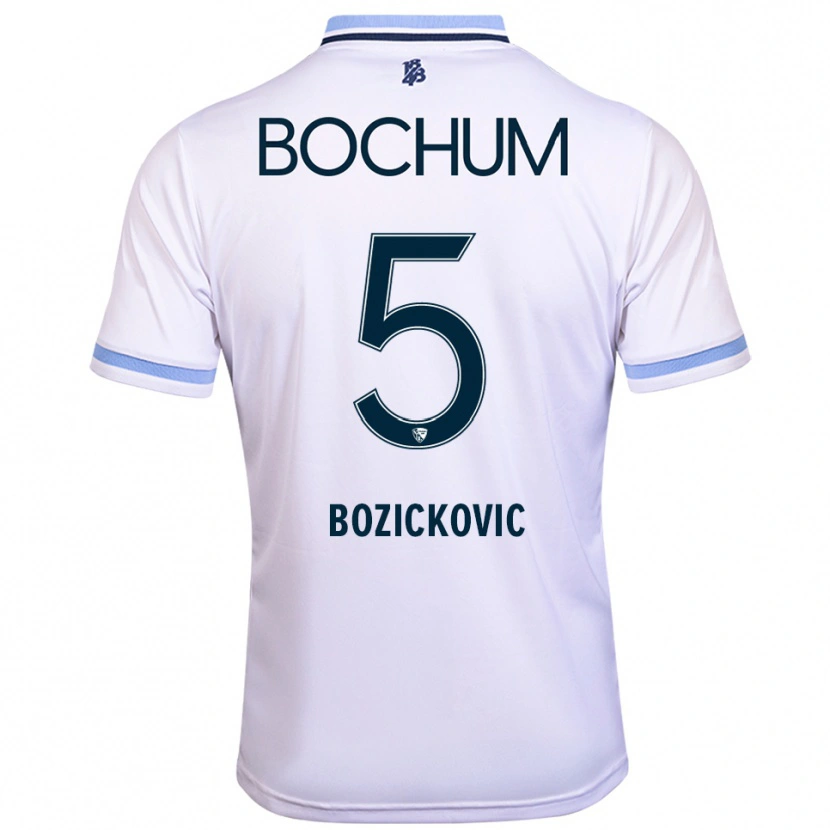 Danxen Niño Camiseta Niko Bozickovic #5 Blanco Azul Cielo 2ª Equipación 2025/26 La Camisa