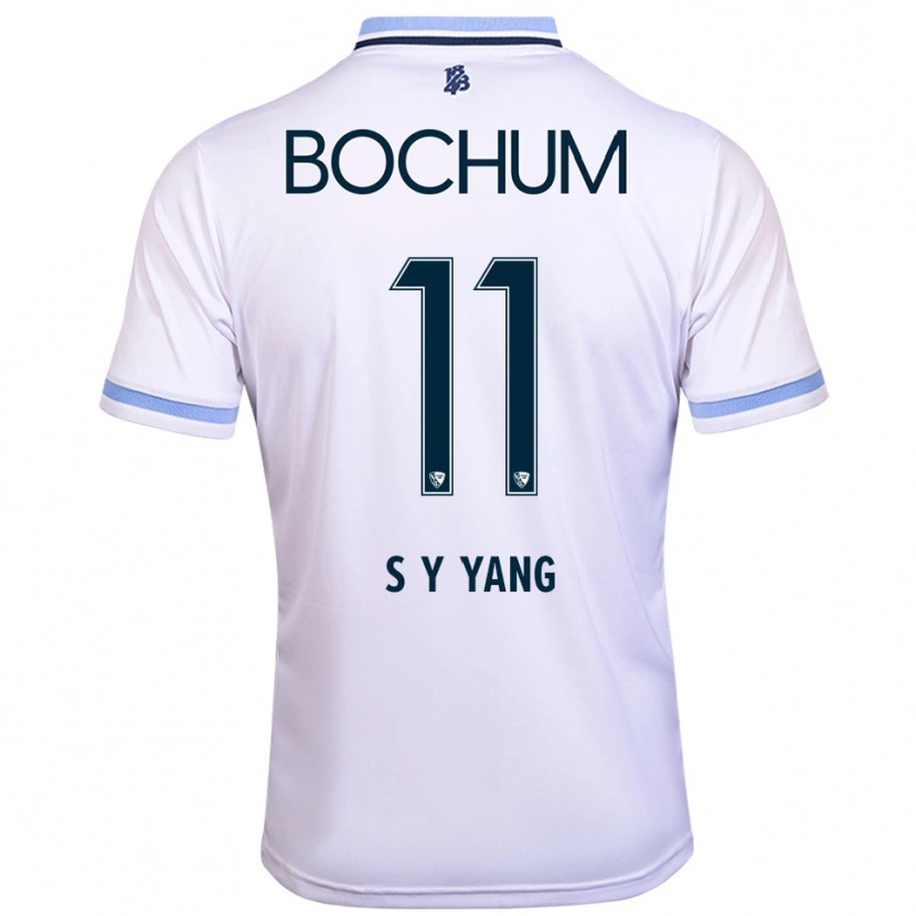 Danxen Niño Camiseta Si-Yeong Yang #11 Blanco Azul Cielo 2ª Equipación 2025/26 La Camisa