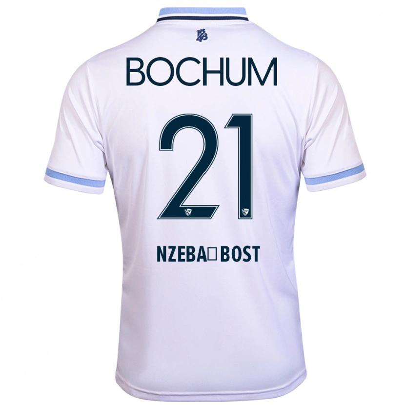 Danxen Niño Camiseta Jan Nzeba-Bost #21 Blanco Azul Cielo 2ª Equipación 2025/26 La Camisa