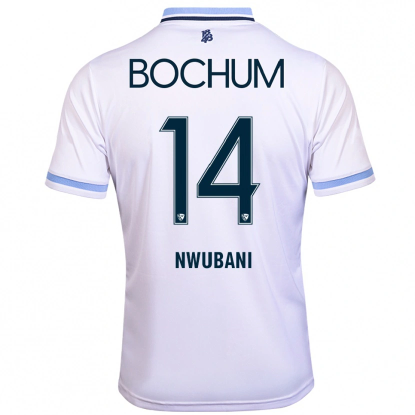 Danxen Niño Camiseta Keleb Nwubani #14 Blanco Azul Cielo 2ª Equipación 2025/26 La Camisa