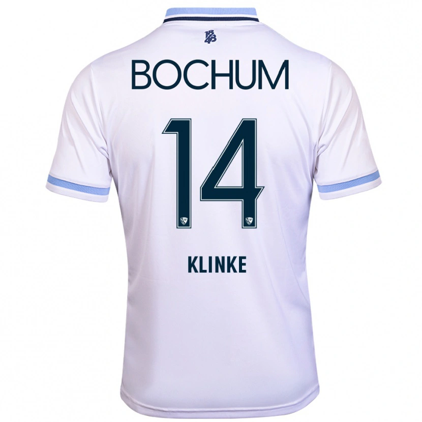 Danxen Niño Camiseta Niklas Klinke #14 Blanco Azul Cielo 2ª Equipación 2025/26 La Camisa