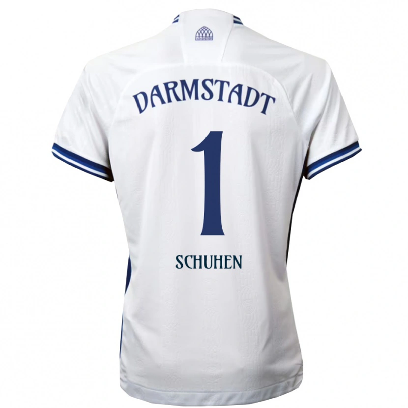Danxen Niño Camiseta Marcel Schuhen #1 Blanco Azul 2ª Equipación 2025/26 La Camisa