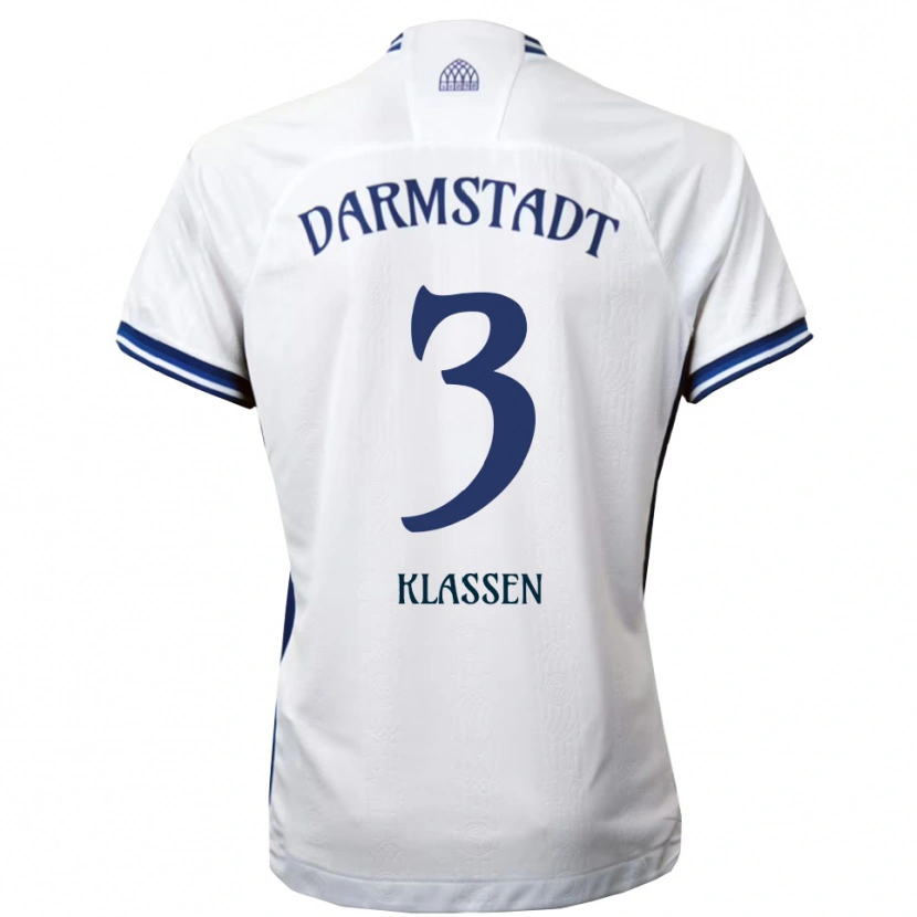 Danxen Niño Camiseta Leon Klassen #3 Blanco Azul 2ª Equipación 2025/26 La Camisa