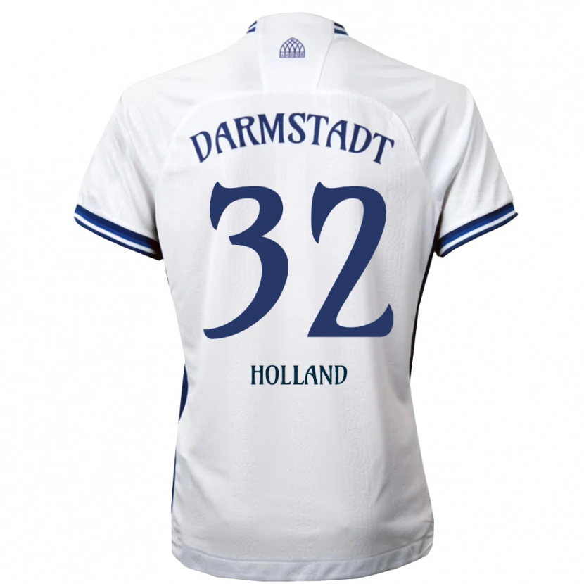 Danxen Niño Camiseta Fabian Holland #32 Blanco Azul 2ª Equipación 2025/26 La Camisa