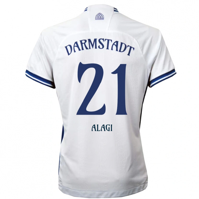 Danxen Niño Camiseta Aziz Alagi #21 Blanco Azul 2ª Equipación 2025/26 La Camisa
