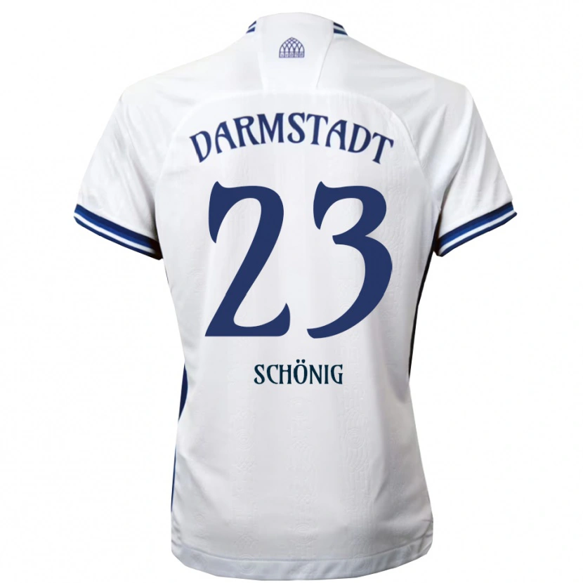 Danxen Niño Camiseta Mauritius Schönig #23 Blanco Azul 2ª Equipación 2025/26 La Camisa