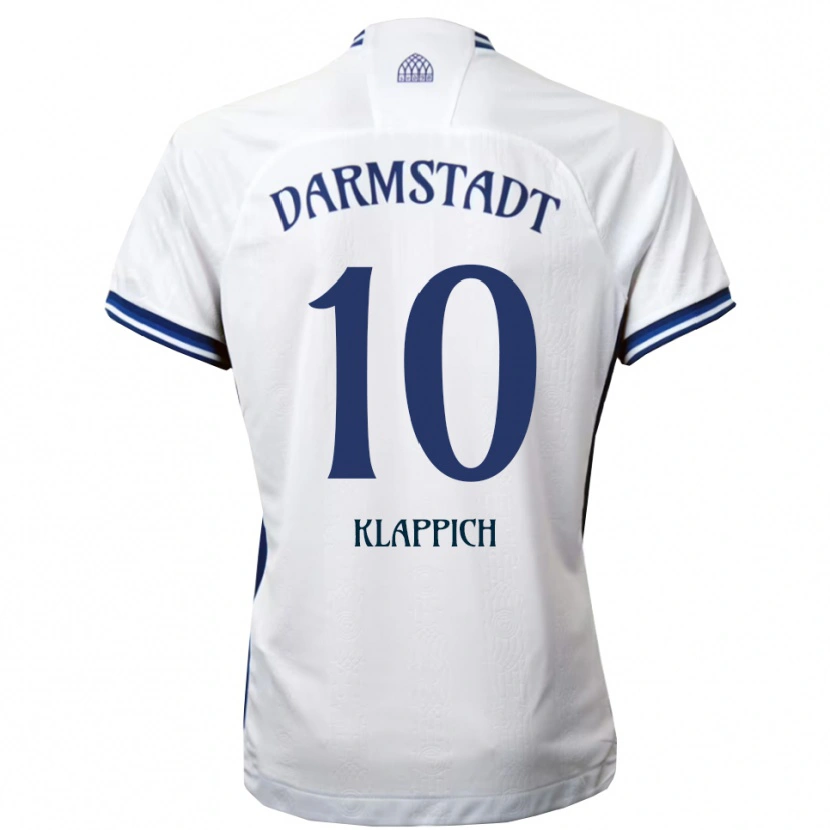 Danxen Niño Camiseta Luis Klappich #10 Blanco Azul 2ª Equipación 2025/26 La Camisa