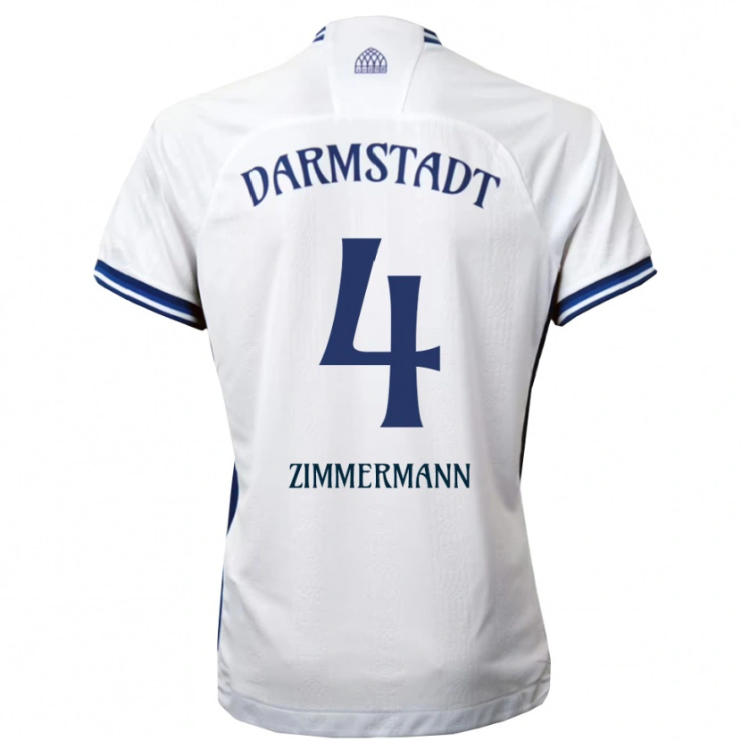 Danxen Niño Camiseta Christoph Zimmermann #4 Blanco Azul 2ª Equipación 2025/26 La Camisa