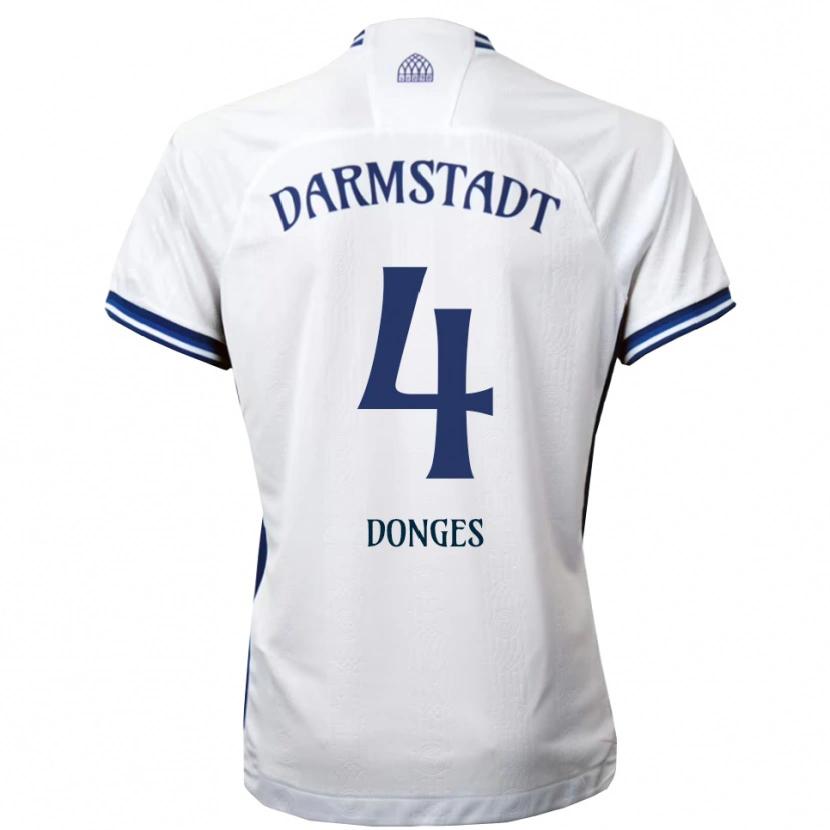 Danxen Niño Camiseta Julian Donges #4 Blanco Azul 2ª Equipación 2025/26 La Camisa