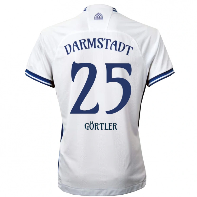 Danxen Niño Camiseta Bastian Görtler #25 Blanco Azul 2ª Equipación 2025/26 La Camisa