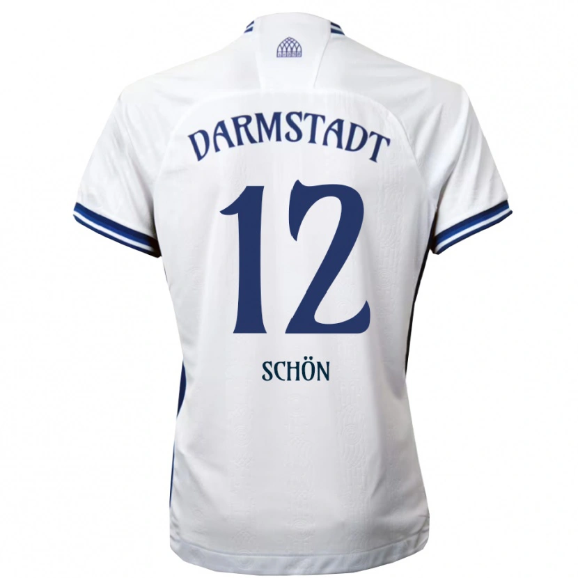 Danxen Niño Camiseta Lars Schön #12 Blanco Azul 2ª Equipación 2025/26 La Camisa