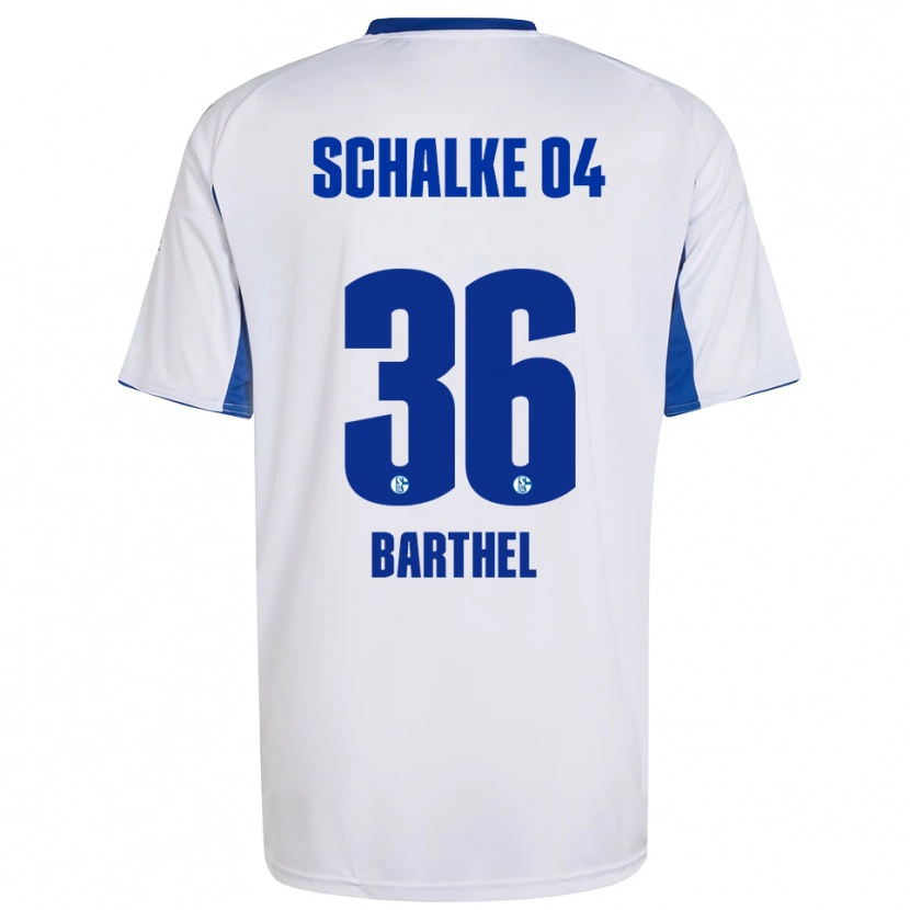 Danxen Niño Camiseta Niklas Barthel #36 Blanco Azul 2ª Equipación 2025/26 La Camisa