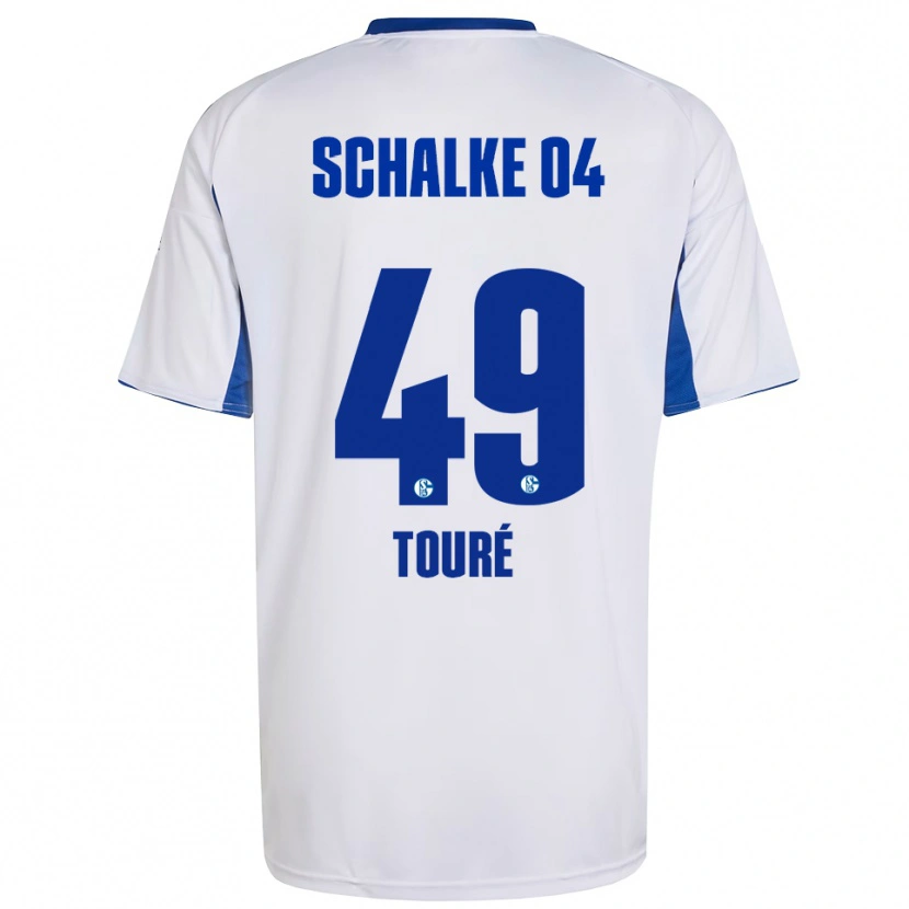 Danxen Niño Camiseta Tidiane Touré #49 Blanco Azul 2ª Equipación 2025/26 La Camisa
