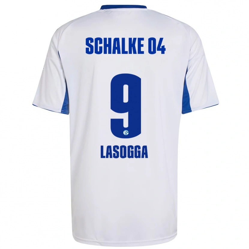 Danxen Niño Camiseta Pierre-Michel Lasogga #9 Blanco Azul 2ª Equipación 2025/26 La Camisa
