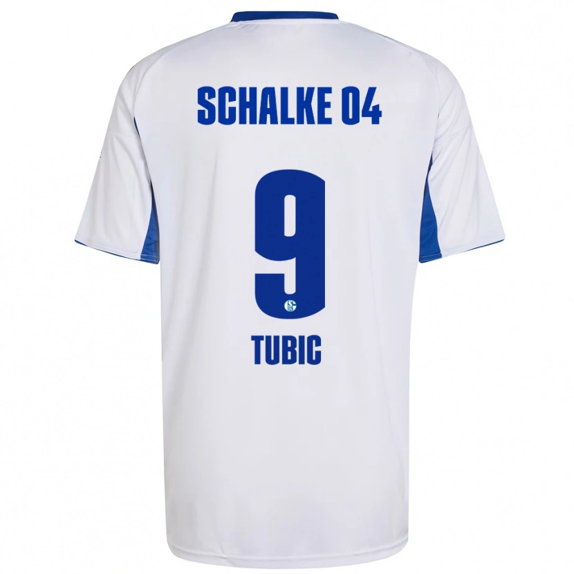Danxen Niño Camiseta Malik Tubic #9 Blanco Azul 2ª Equipación 2025/26 La Camisa